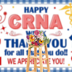 Lofaris Blue White Plaid Happy Crna Week Thank You Backdrop