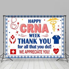 Lofaris Blue White Plaid Happy Crna Week Thank You Backdrop