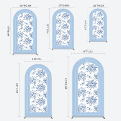 Lofaris Blue White Porcelain Happy Birthday Arch Backdrop