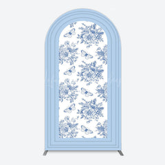 Lofaris Blue White Porcelain Happy Birthday Arch Backdrop