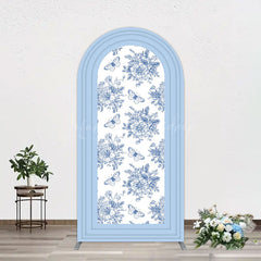 Lofaris Blue White Porcelain Happy Birthday Arch Backdrop