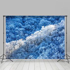 Lofaris Blue White Snow Winter Natural Forest Scene Backdrop