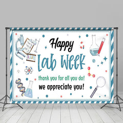 Lofaris Blue White Stripe Thank You Happy Lab Week Backdrop