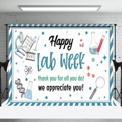 Lofaris Blue White Stripe Thank You Happy Lab Week Backdrop