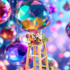 Lofaris Blurry Colorful Sparkle Xmas Bells Christmas Backdrop