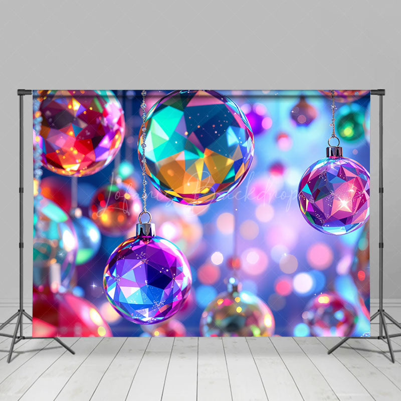 Lofaris Blurry Colorful Sparkle Xmas Bells Christmas Backdrop