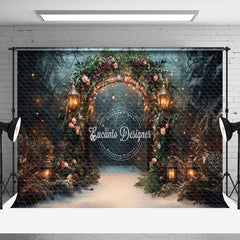 Lofaris Blurry Dark Night Floral Lighted Christmas Backdrop