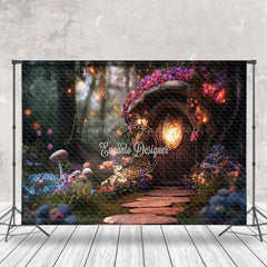 Lofaris Blurry Fairy Tale Forest Wooden House Photo Backdrop