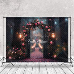 Lofaris Blurry Forest Floral Arch Light Wedding Backdrop