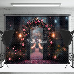 Lofaris Blurry Forest Floral Arch Light Wedding Backdrop