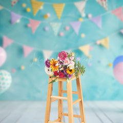 Lofaris Blurry Green Wall Balloons Cake Smash Photo Backdrop