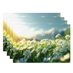 Lofaris Blurry Natural Sunrise Daisy Field Set Of 4 Placemats