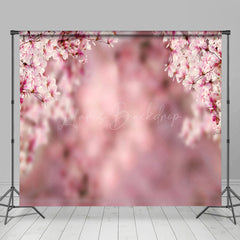 Lofaris Blurry Pink Landscape Tree Spring Room Set Backdrop