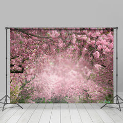 Lofaris Blurry Pink Landscape Tree Spring Room Set Backdrop