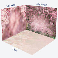 Lofaris Blurry Pink Landscape Tree Spring Room Set Backdrop