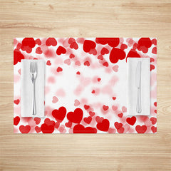 Lofaris Blurry Red Hearts Valentines Day Set Of 4 Placemats