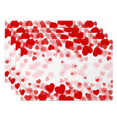 Lofaris Blurry Red Hearts Valentines Day Set Of 4 Placemats