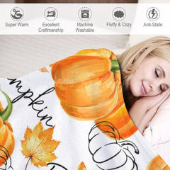 Lofaris Boho Autumn Pumpkin Custom Name Soft Warm Blanket