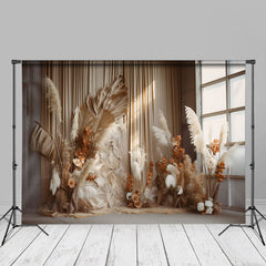 Lofaris Boho Beige White Reed Wedding Room Set Backdrop