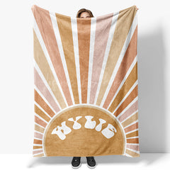 Lofaris Boho Colorful Rainbow Sunlight Custom Name Blanket