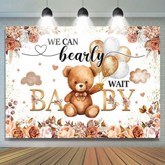 Lofaris Boho Floral Balloon Bearly Wait Baby Shower Backdrop