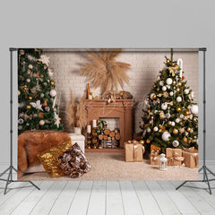 Lofaris Boho Leather Wreath Brick Wall Christmas Backdrop