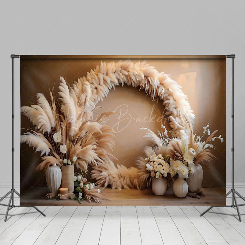 Lofaris Boho Pampas Grass Floral Vase Wedding Photo Backdrop