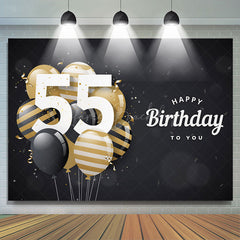 Lofaris Bokeh Balloons Black Happy 55th Birthday Backdrop