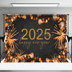 Lofaris Bokeh Bloom Sparke Black 2025 Happy New Year Backdrop