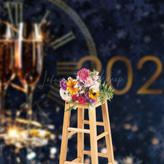 Lofaris Bokeh Blue Night Gold Clock 2025 New Year Backdrop