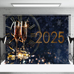 Lofaris Bokeh Blue Night Gold Clock 2025 New Year Backdrop