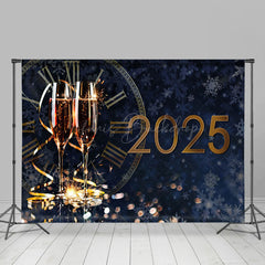 Lofaris Bokeh Blue Night Gold Clock 2025 New Year Backdrop