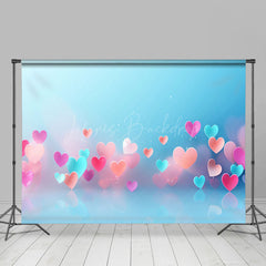 Lofaris Bokeh Color Hearts Blue Valentines Day Photo Backdrop