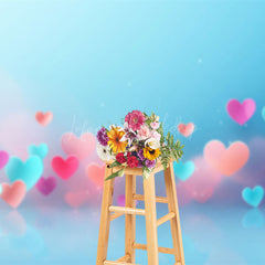 Lofaris Bokeh Color Hearts Blue Valentines Day Photo Backdrop