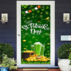 Lofaris Bokeh Green Clover Gold Beer St Patrick Door Cover