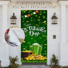 Lofaris Bokeh Green Clover Gold Beer St Patrick Door Cover