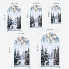 Lofaris Bokeh Light Snowy Pine Trees Christmas Arch Backdrop