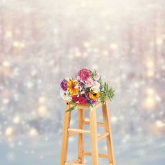 Lofaris Bokeh Light Winter Whitte Snowy Christmas Backdrop