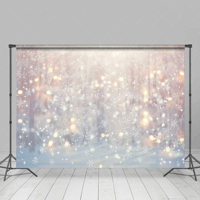 Lofaris Bokeh Light Winter Whitte Snowy Christmas Backdrop