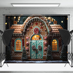 Lofaris Bokeh Lights Gingerbread House Christmas Backdrop