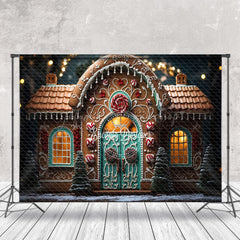 Lofaris Bokeh Lights Gingerbread House Christmas Backdrop