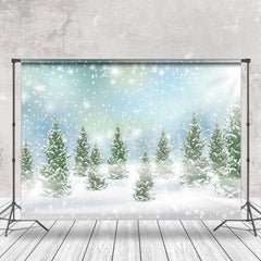 Lofaris Bokeh Lights Sunshine Green Pine Winter Backdrop