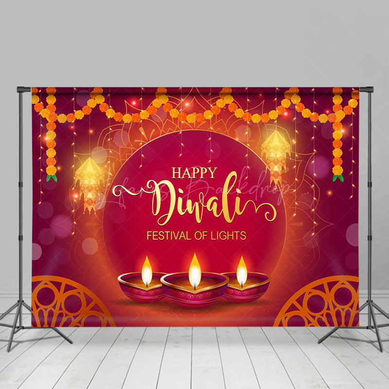 Lofaris Bokeh Red Festive Of Lights Happy Diwali Backdrop