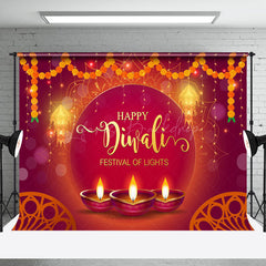 Lofaris Bokeh Red Festive Of Lights Happy Diwali Backdrop