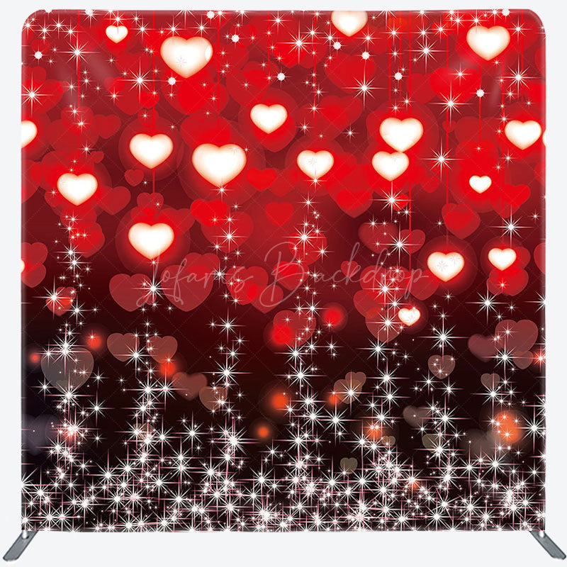 Lofaris Bokeh Red Hearts Sparkle Square Double-Sided Backdrop