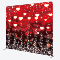 Lofaris Bokeh Red Hearts Sparkle Square Double-Sided Backdrop