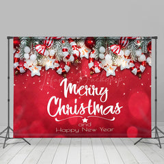 Lofaris Bokeh Red Merry Christmas Happy New Year Backdrop