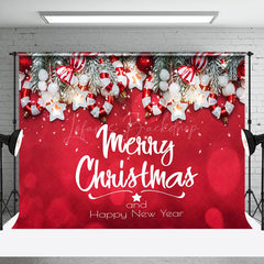 Lofaris Bokeh Red Merry Christmas Happy New Year Backdrop