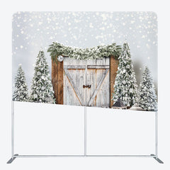 Lofaris Bokeh Snow Winter Wood Christmas Tension Fabric Backdrop