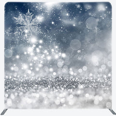 Lofaris Bokeh Snowy Night Christmas Pillow Case Backdrop